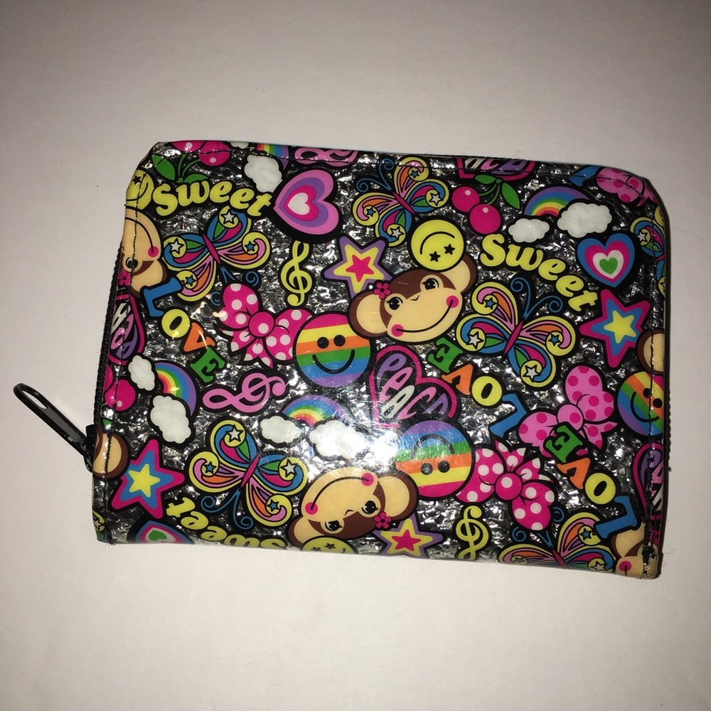 Colorful Monkey And Emoji Print Mini Wallet